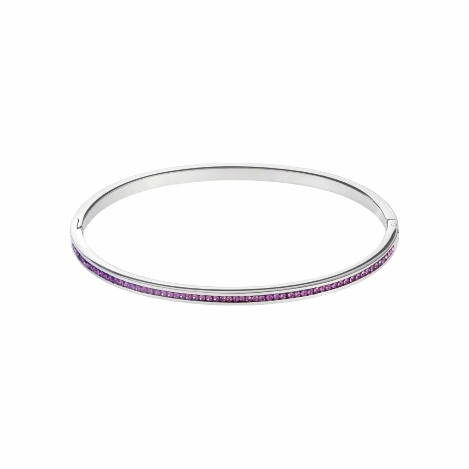 Achat Bracelet rigide Cœur de Lion en acier pavé de cristaux couleur améthyste, 17cm