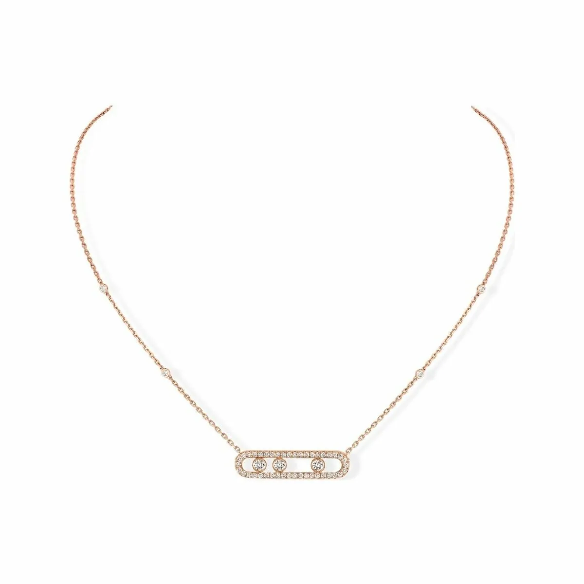 Collier Messika Move Classique pavé en or rose et diamants 03994-PG - Rigal