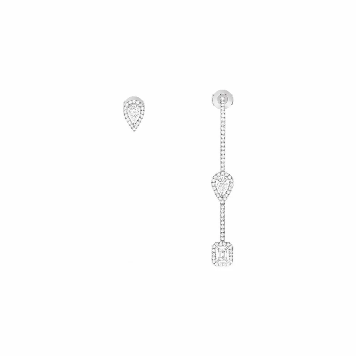 Achat Boucle d'oreille pendante et puce Messika My Twin en or blanc et diamants