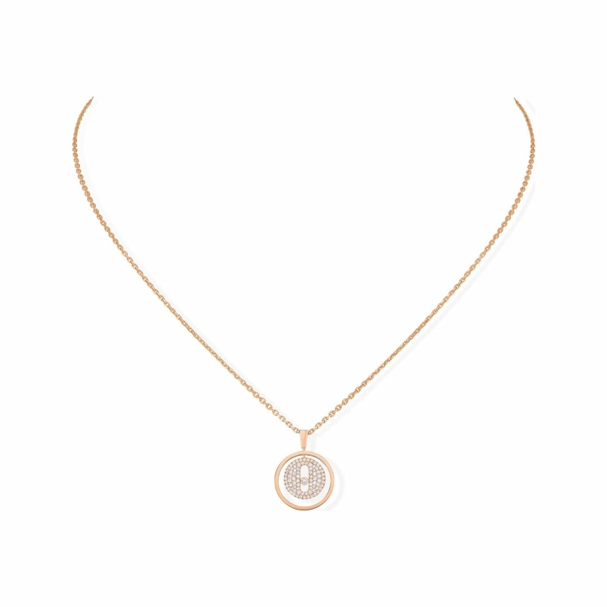 Collier Messika Lucky Move PM pavé en or rose et diamants