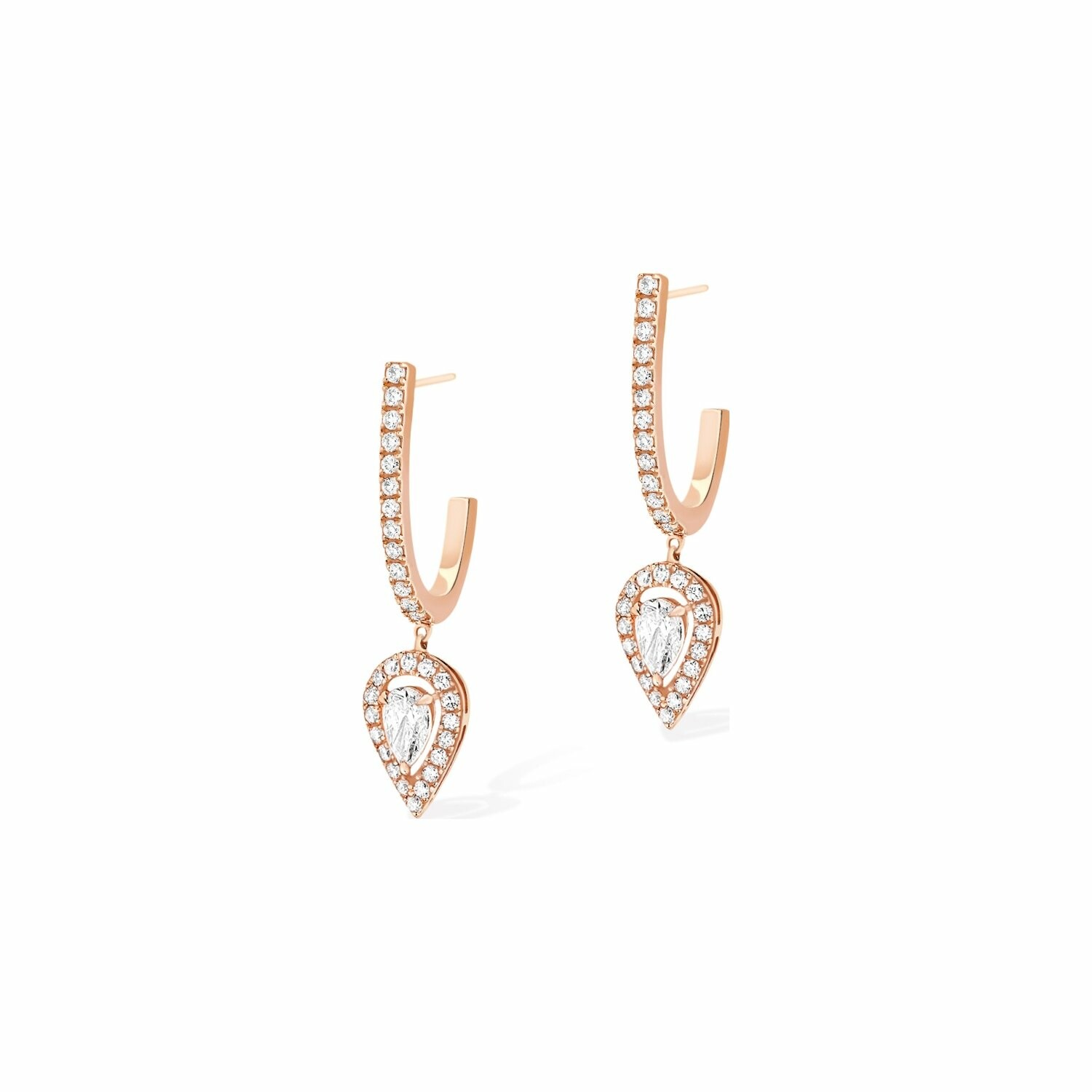 Achat Boucles d'oreilles créoles Messika Joy en or rose et diamants