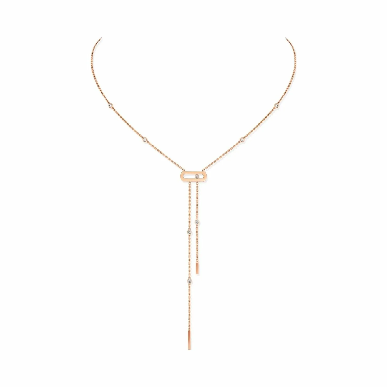 Collier cravate Messika Move Classique en or rose et diamants