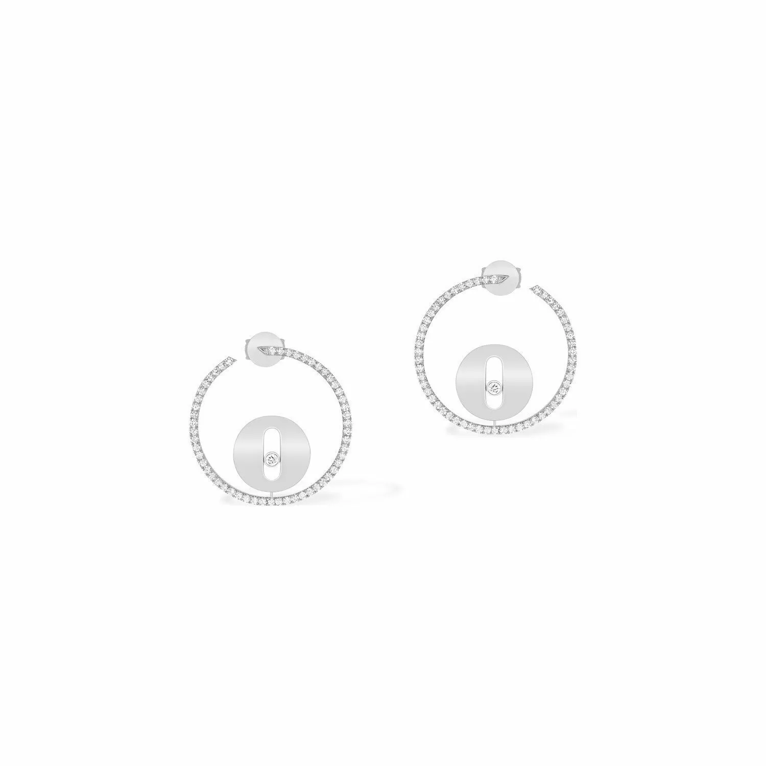 Achat Boucles d'oreilles créoles Messika Lucky Move PM en or blanc et diamants
