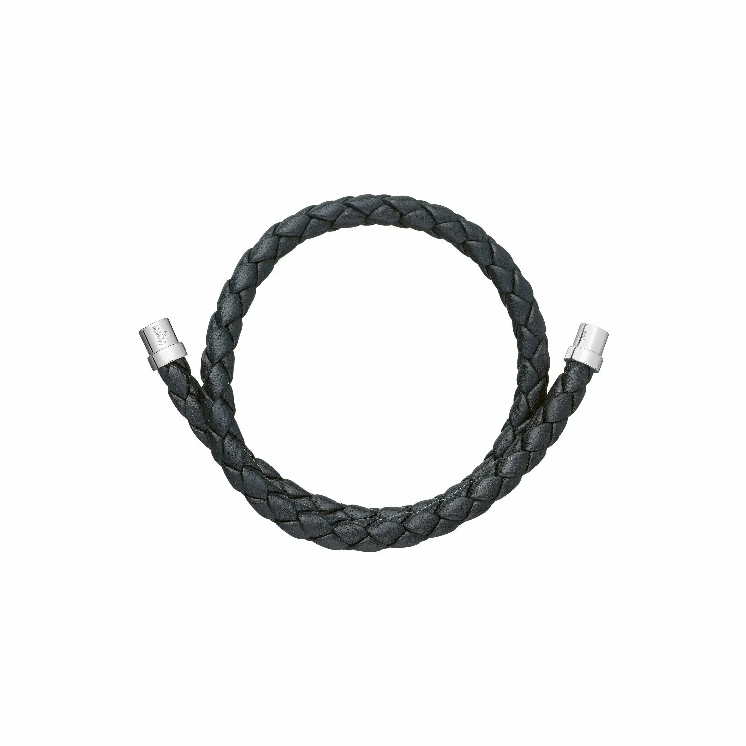 Achat Bracelet Christofle Duo Complice en argent et cuir bleu nuit, diamètre 5.5cm