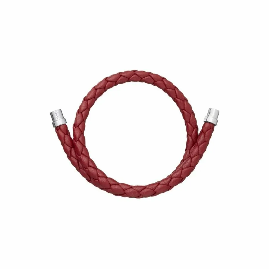 Achat Bracelet Christofle Duo Complice en argent et cuir rouge, taille 2