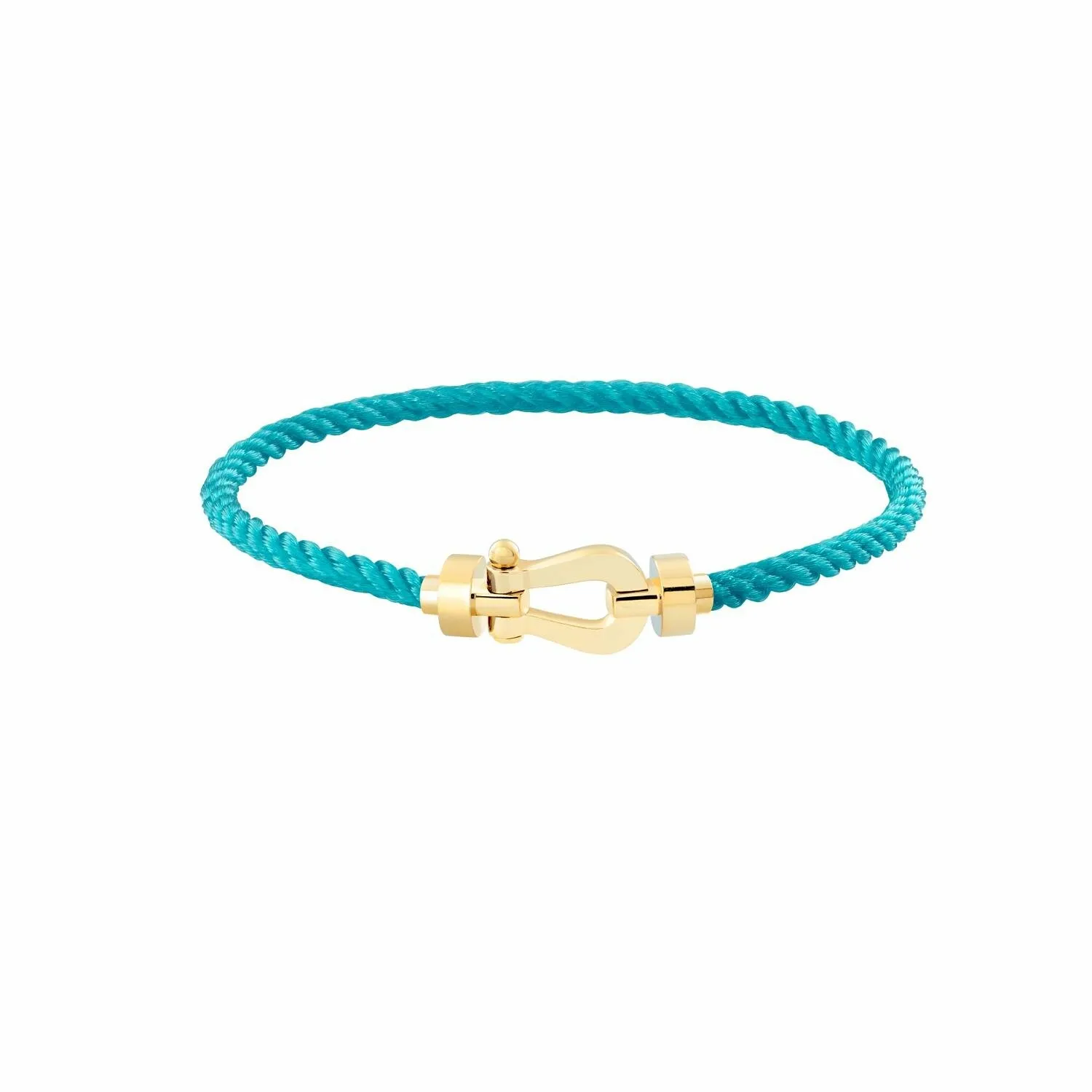 Force 10 Bracelet FRED Force 10 Moyen Modèle en or jaune, câble en corderie bleu turquoise