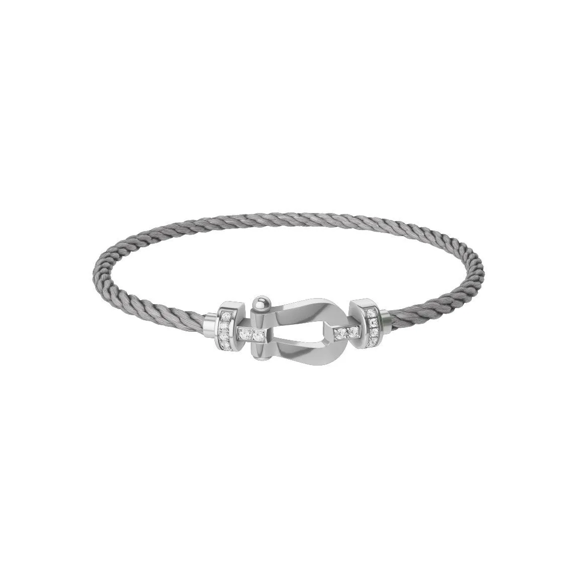 Force 10 Bracelet FRED Force 10 Moyen Modèle en or blanc et diamants, câble en acier