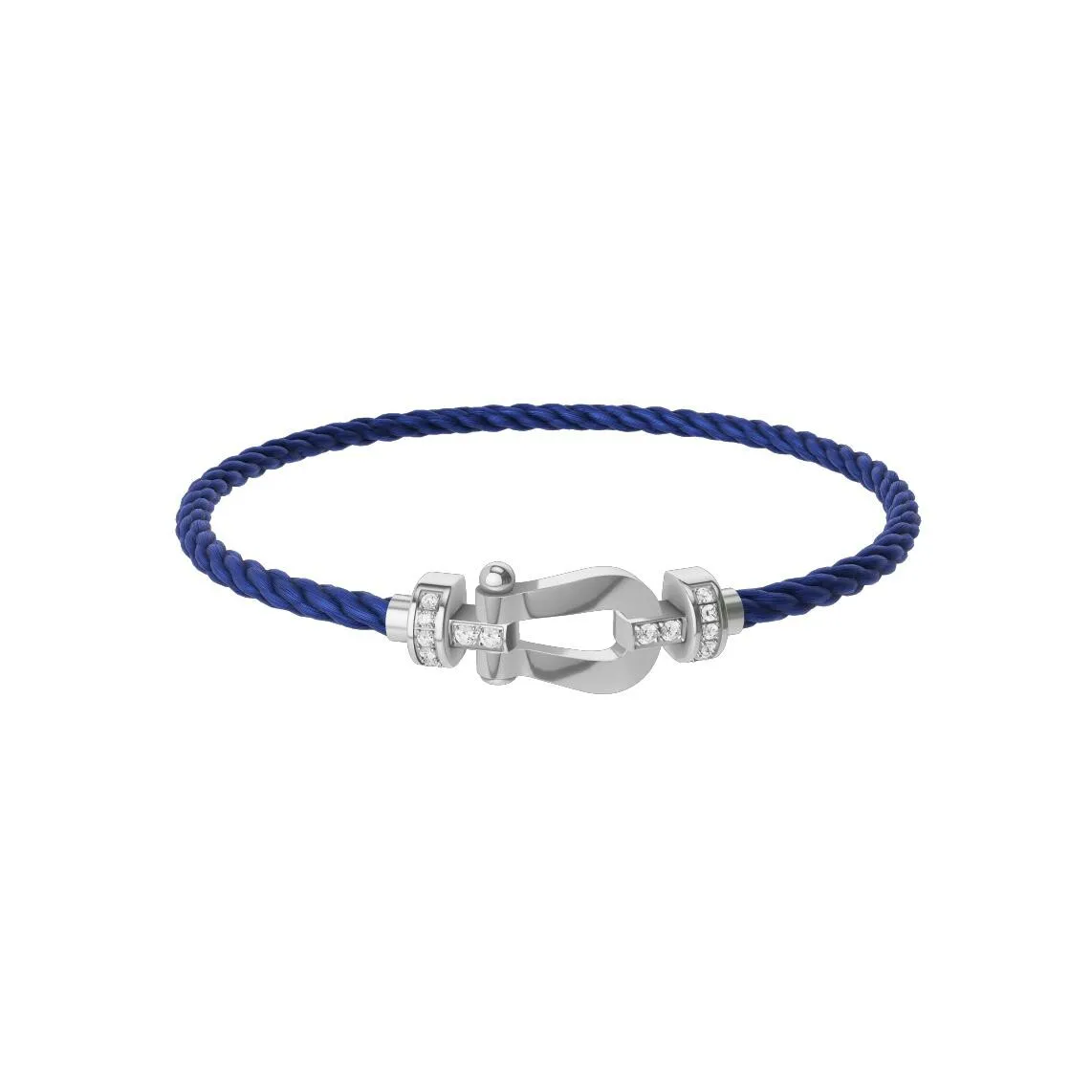Force 10 Bracelet FRED Force 10 Moyen Modèle en or blanc et diamants, câble en corderie bleu indigo
