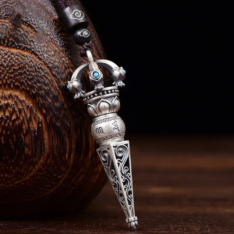 Collier pendentif rotatif en Buddha Stones tibétain Om Mani Padme Hum Dorje Vajra Design Sagesse