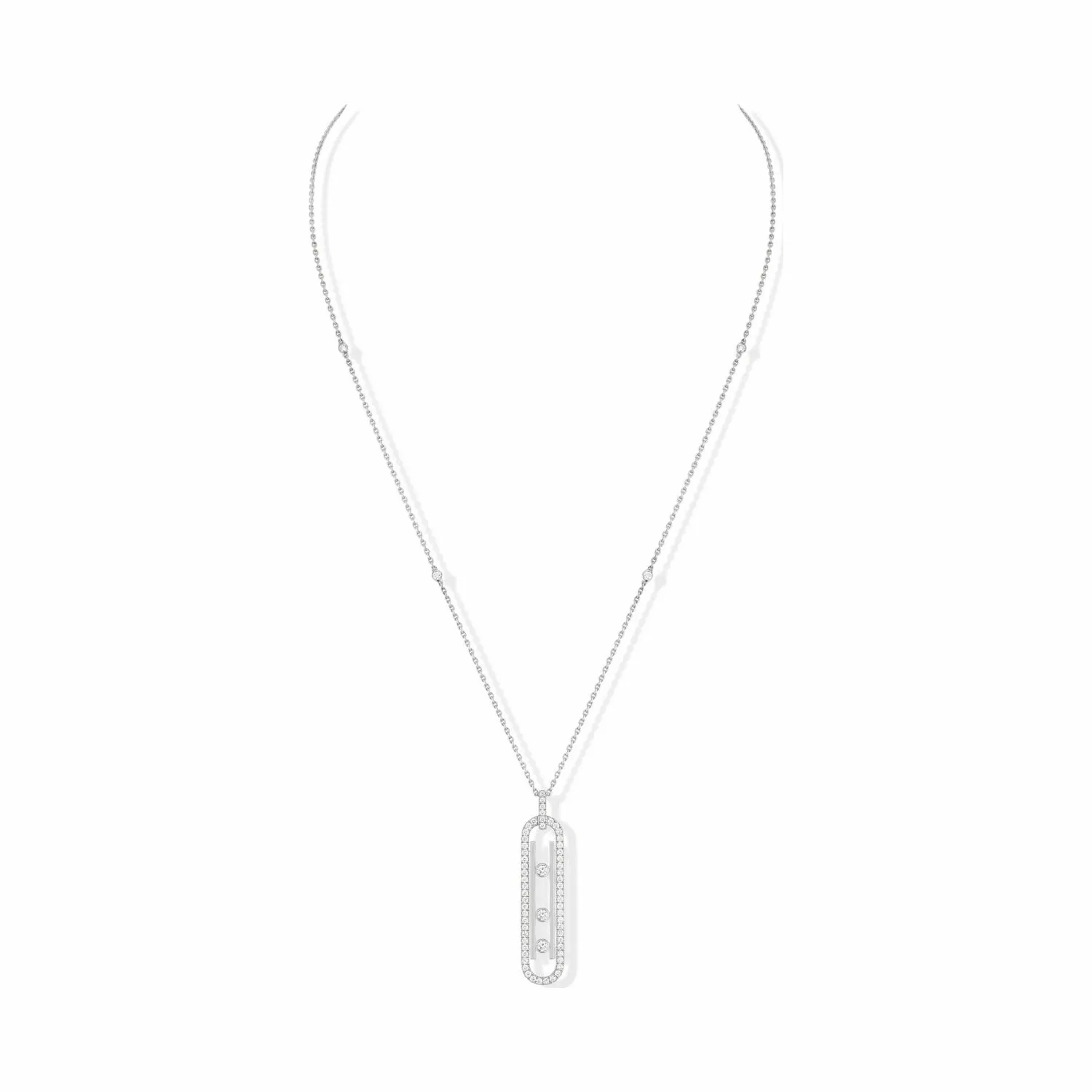 Collier Messika Move 10th PM pavé en or blanc et diamants