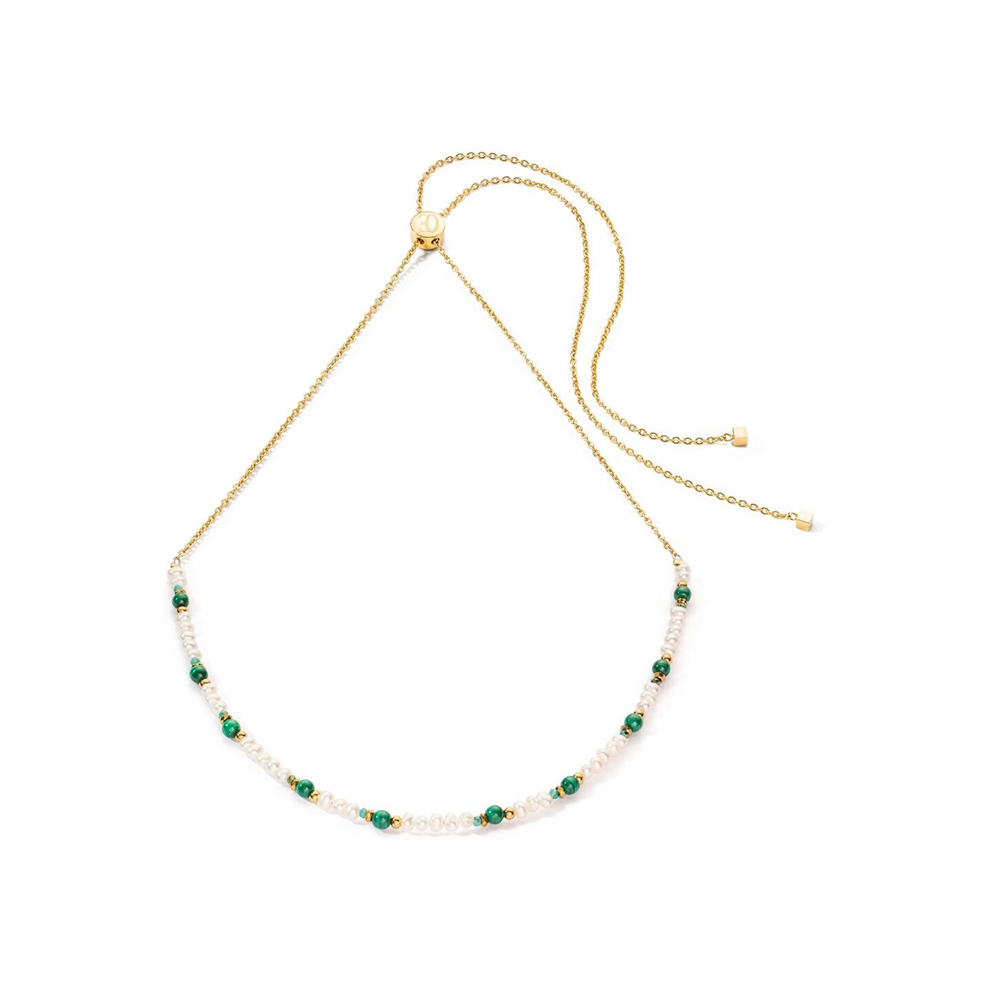Achat Collier Cœur de Lion en métal doré, perle d'eau douce et malachite