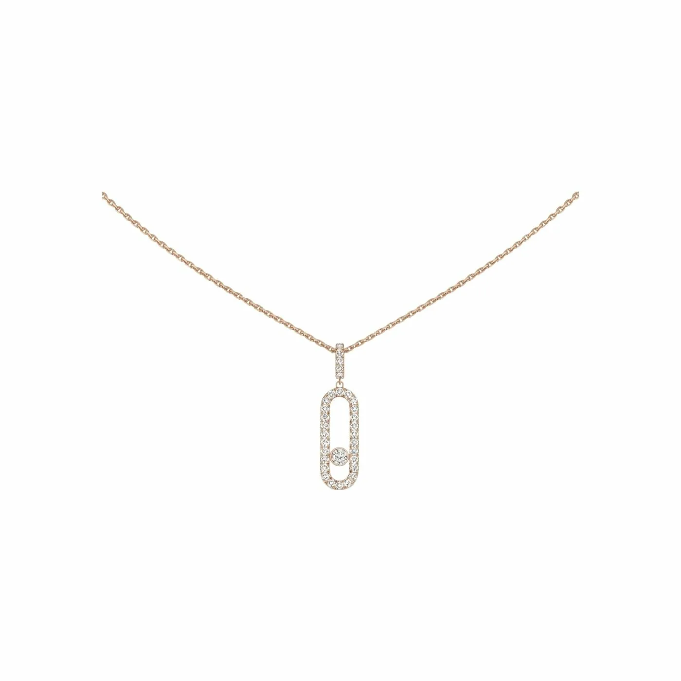 Collier Messika Move Uno GM pavé en or rose et diamants