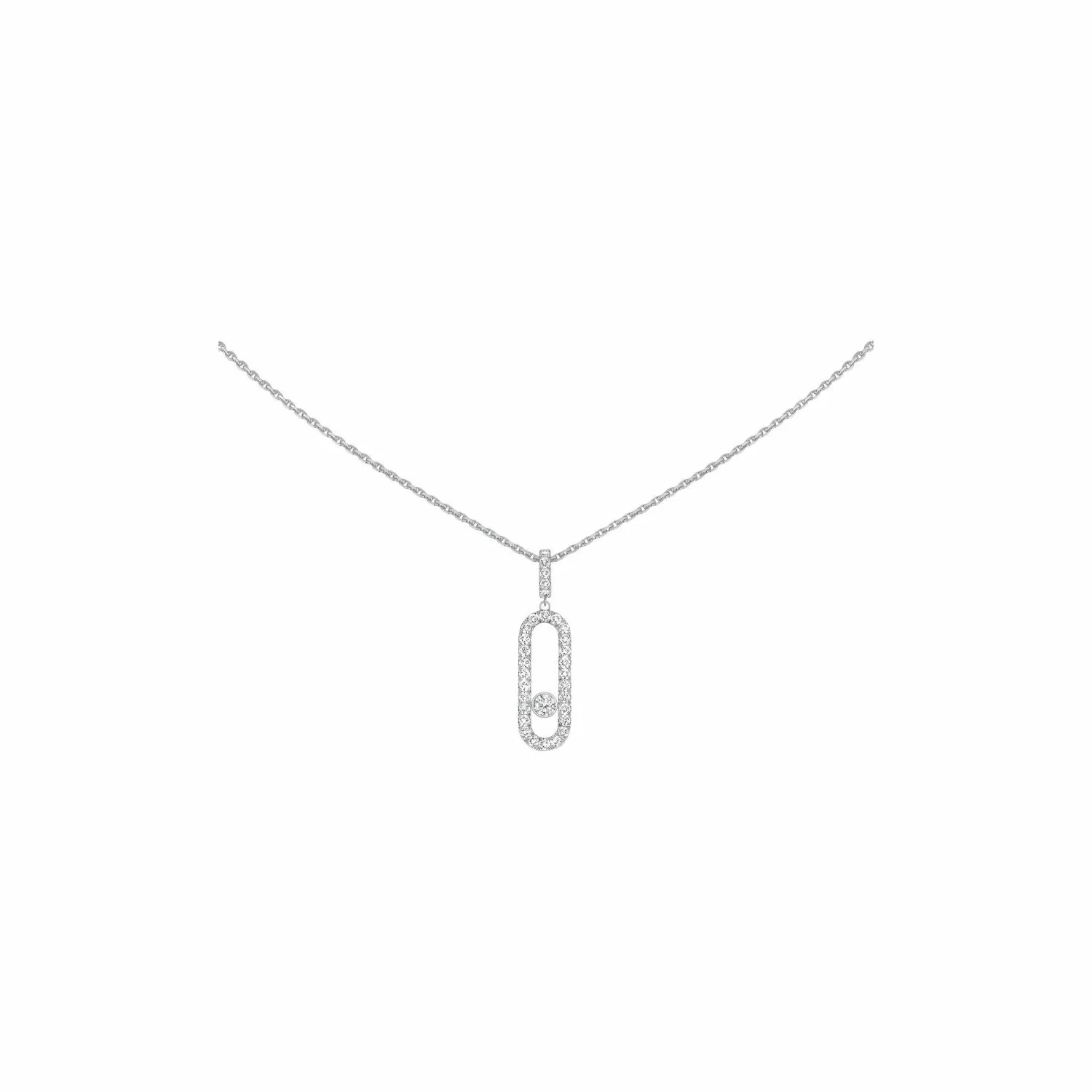 Collier Messika Move Uno GM pavé en or blanc et diamants