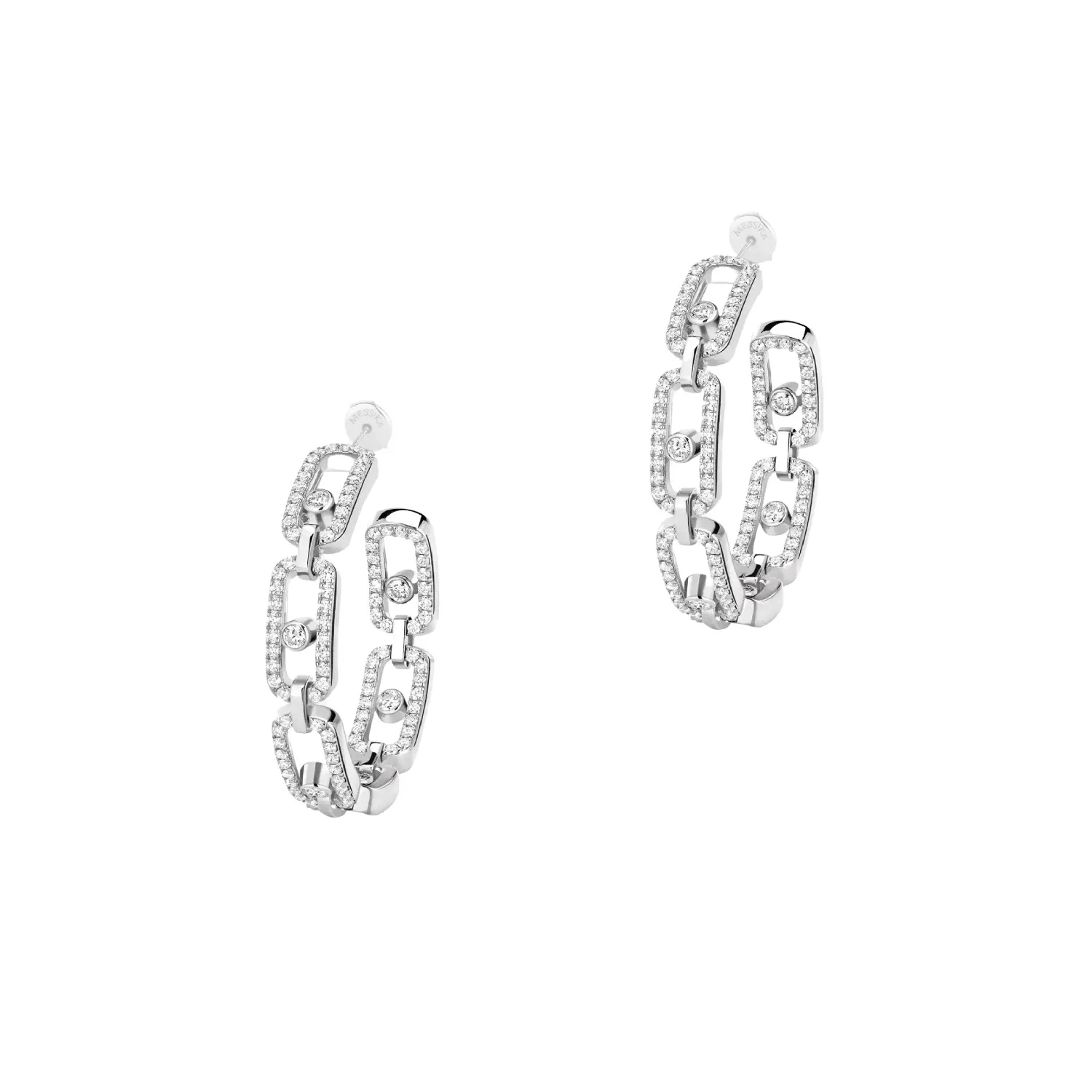 Achat Boucles d'oreilles créoles Messika Move Link PM en or blanc et diamants