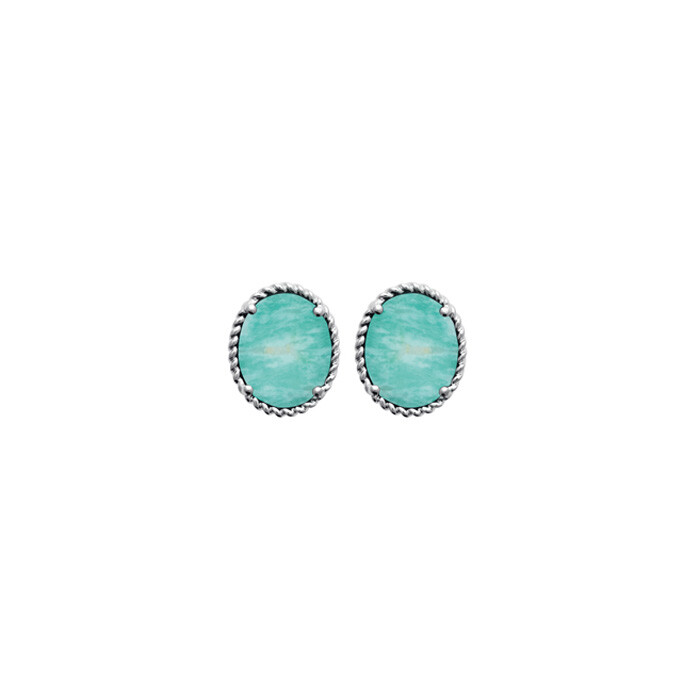 Achat Boucles d'oreilles en argent rhodié et amazonites