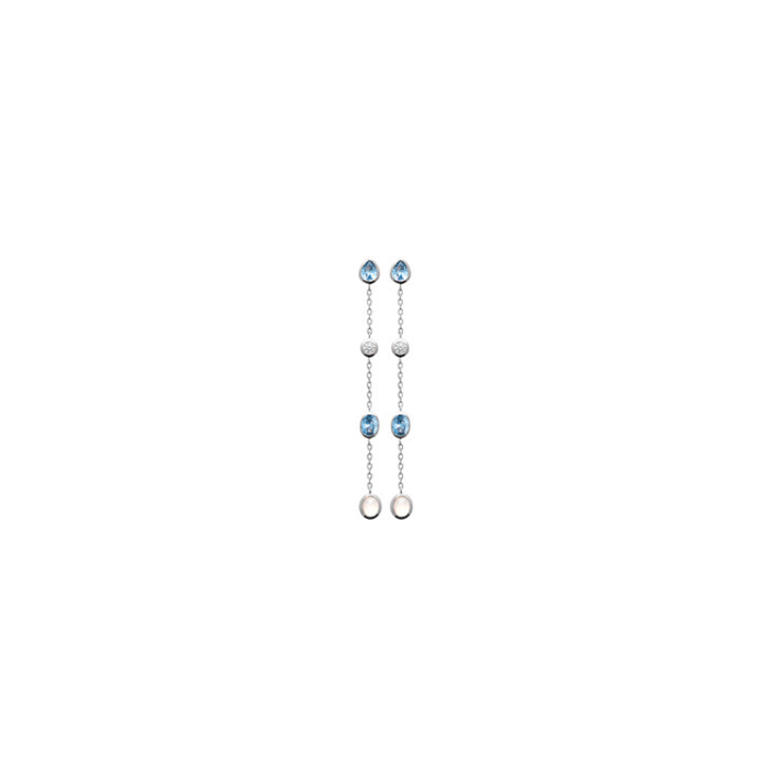 Achat Boucles d'oreilles en argent rhodié, oxydes de zirconium et pierres de couleurs