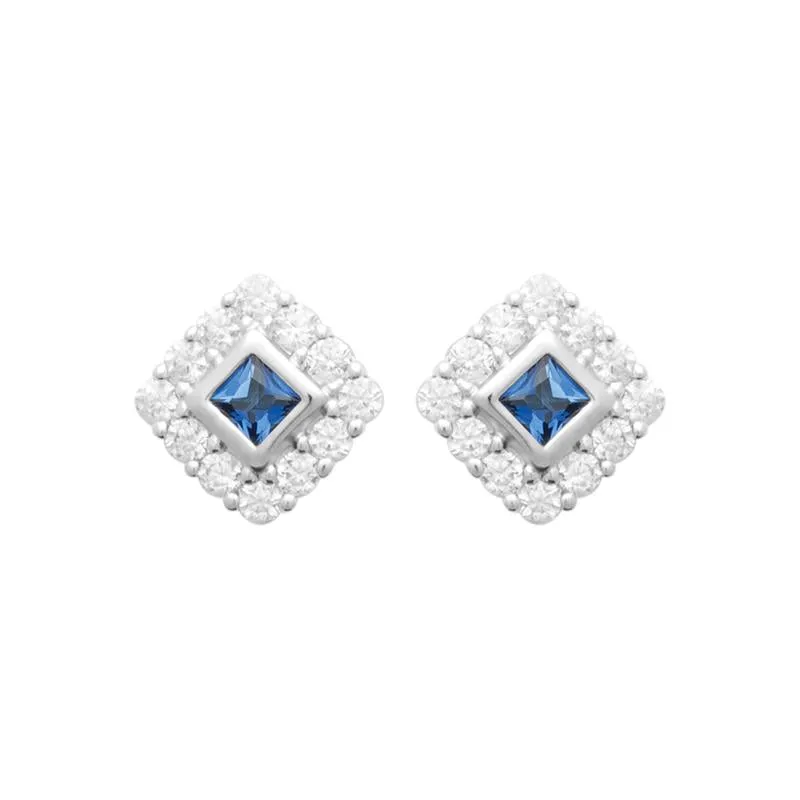 Pavage - Bleu - Argent - Boucles d'oreilles