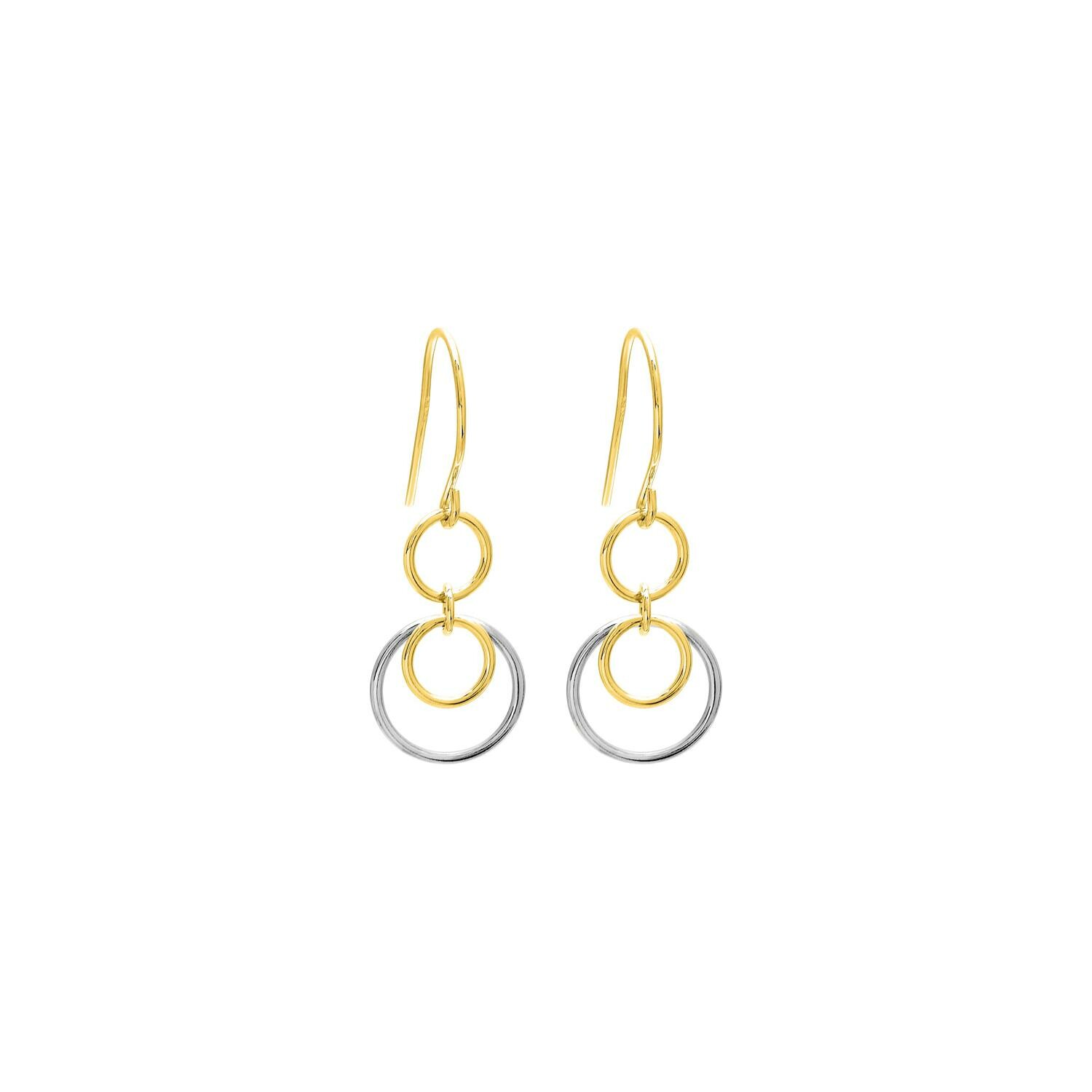 Achat Boucles d'oreilles crochet en plaqué or bicolore