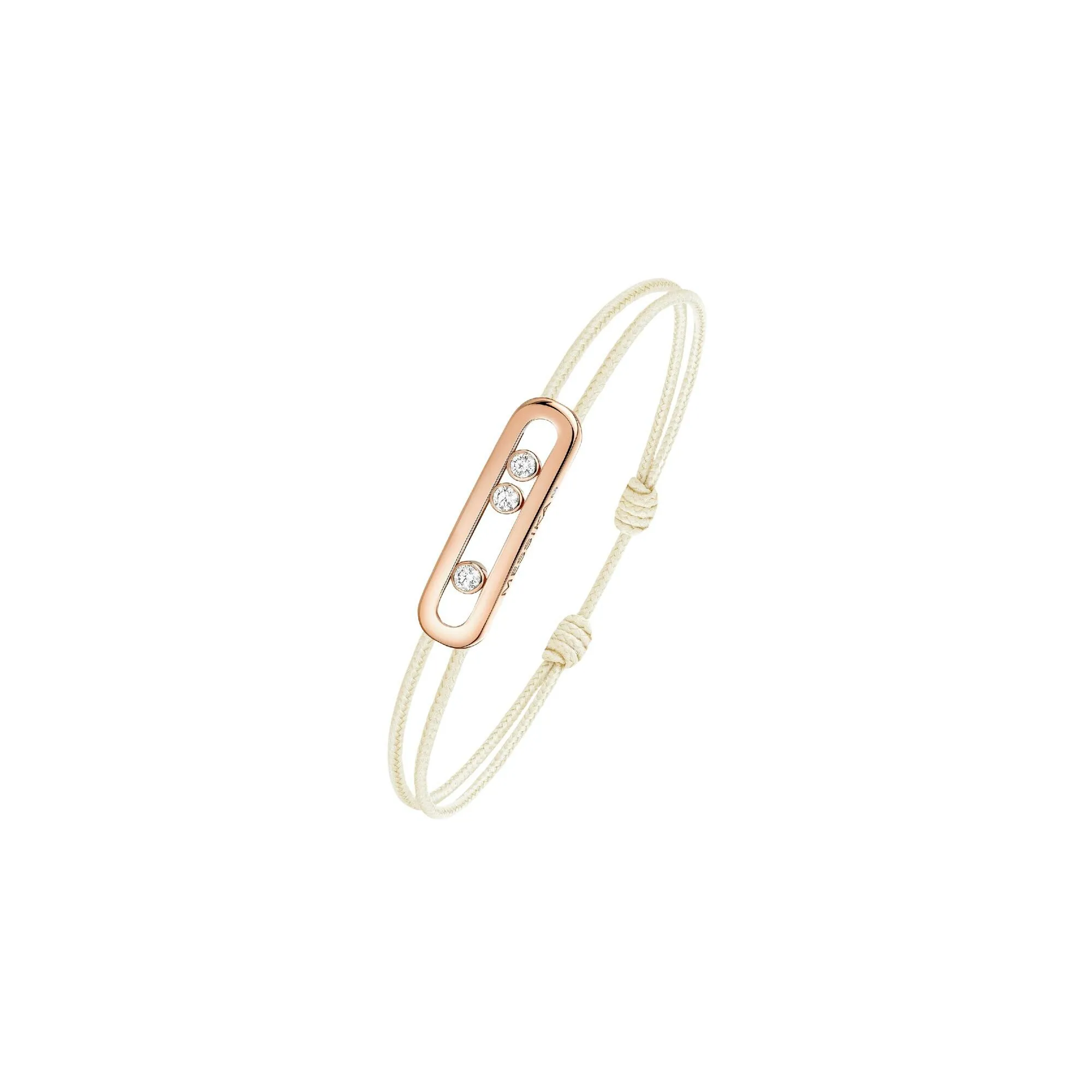 Achat Bracelet cordon Messika Care(s) crème en or rose et diamants