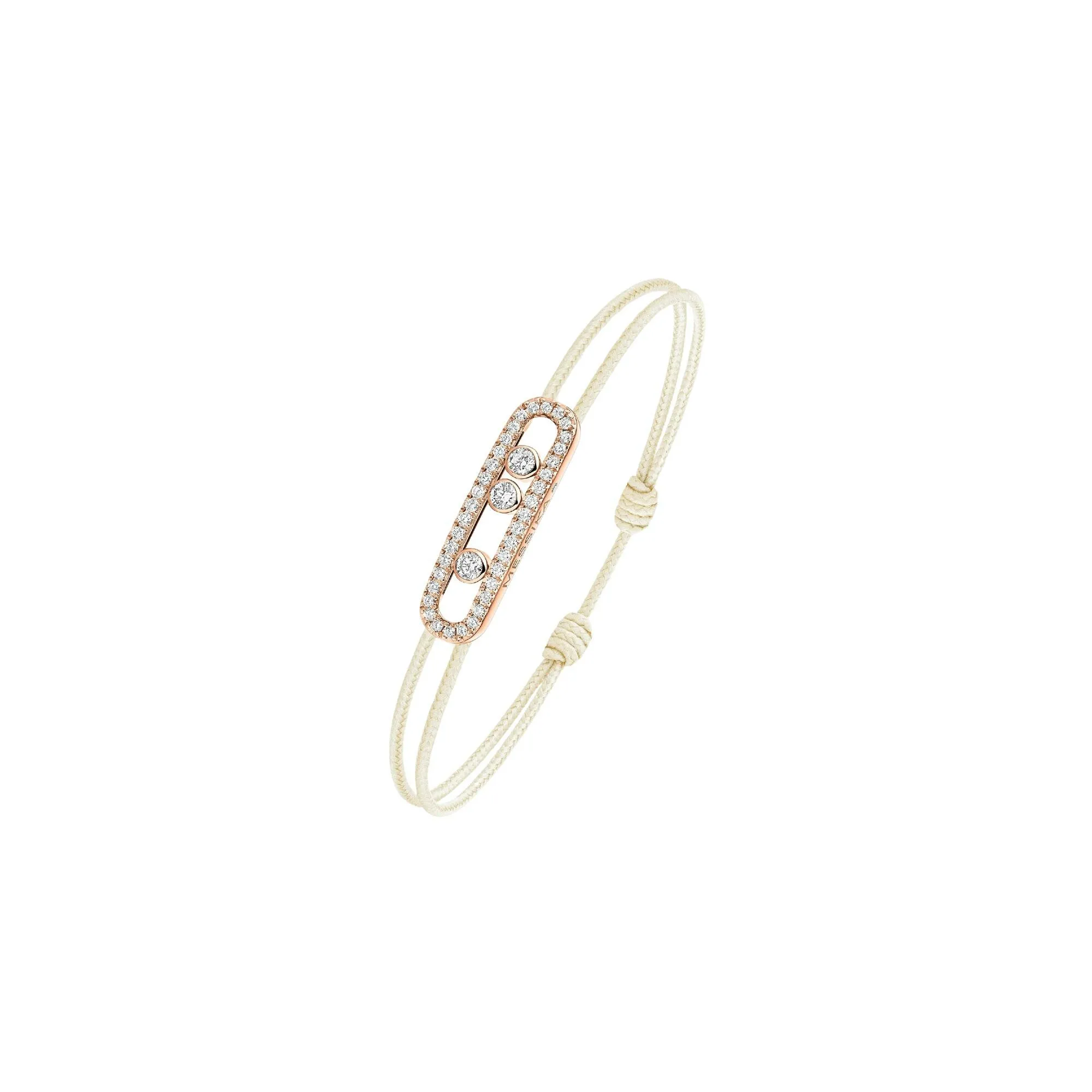 Achat Bracelet cordon Messika Care(s) crème pavé en or rose et diamants