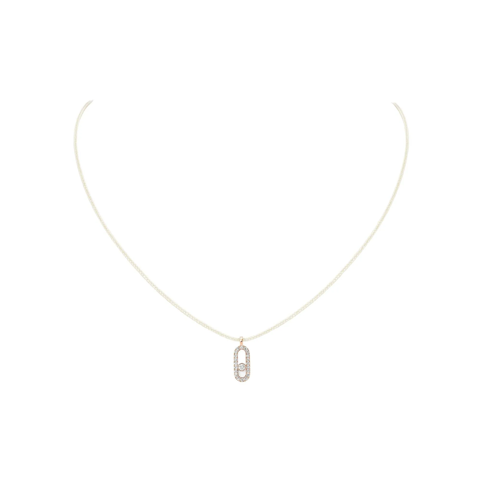 Achat Collier cordon Messika Care(s) crème pavé en or rose et diamants