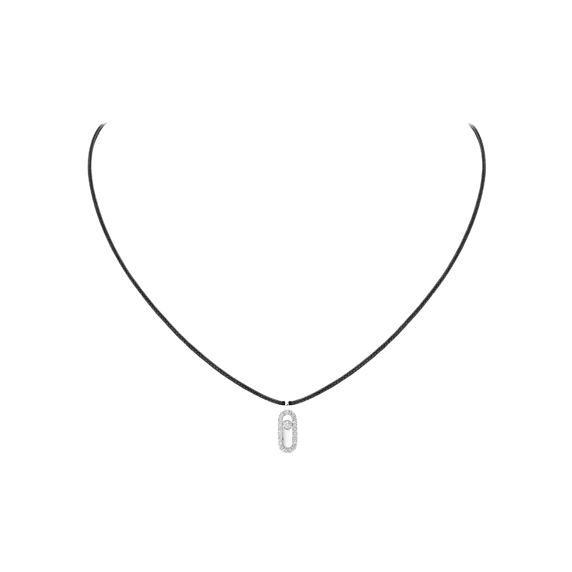 Achat Collier cordon Messika Care(s) noir pavé en or blanc et diamants