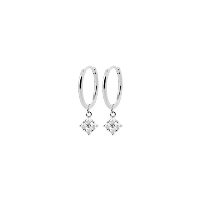 Achat Boucles d'oreilles créoles en argent rhodié et oxydes de zirconium