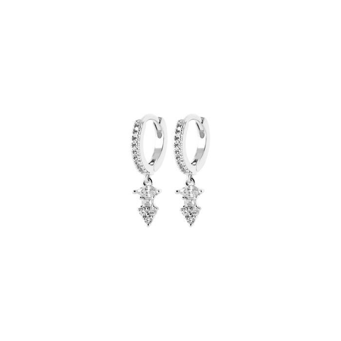 Achat Boucles d'oreilles créoles en argent rhodié et oxyde de zirconium