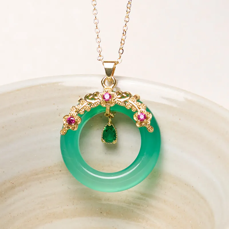 Collier avec pendentif en calcédoine verte et Buddha Stones , boucle de paix, design de force