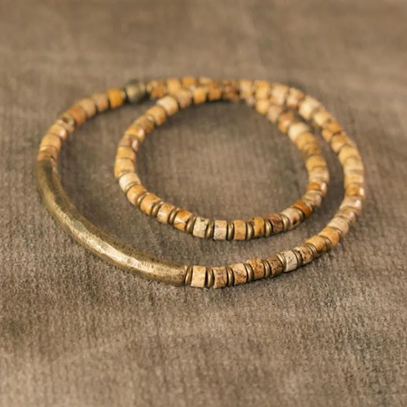 Bracelet de sagesse et d'harmonie en Buddha Stones avec image de sodalite et jaspe vert