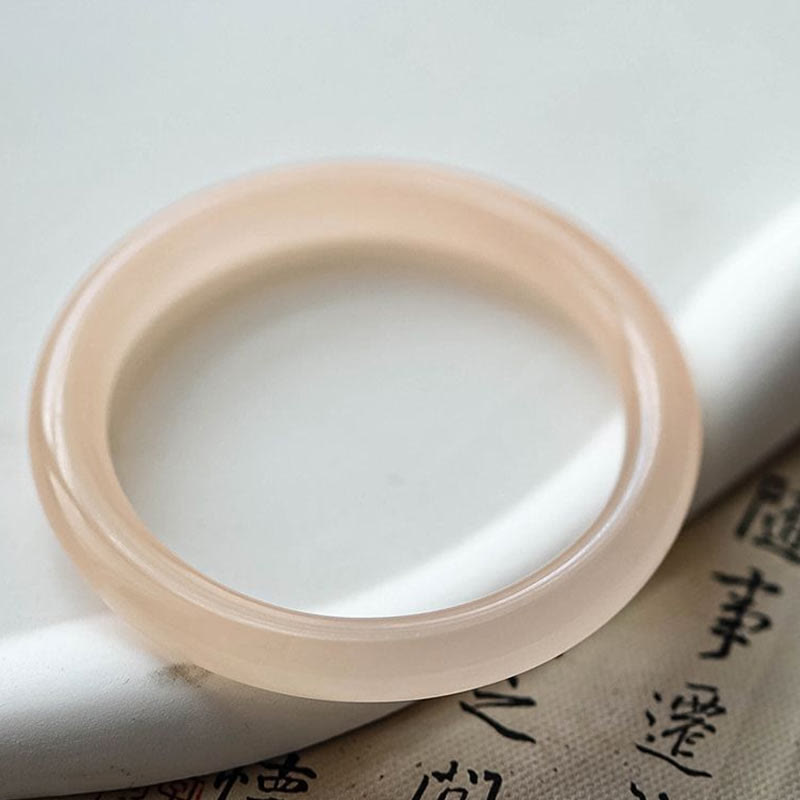 Bracelet jonc en jade rose poudré naturel Buddha Stones pour l'amour de soi