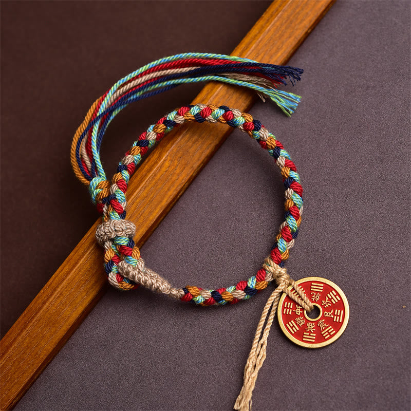 Bracelet en corde multicolore Bagua Harmony fait main avec Buddha Stones