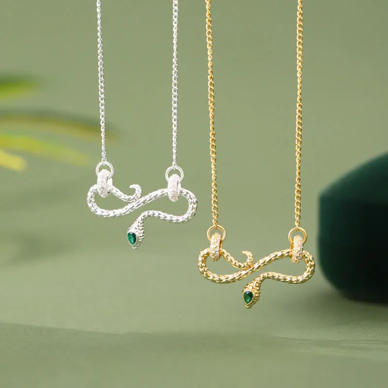 Collier pendentif symbole infini de bénédiction serpent enroulé en argent sterling 999 de Buddha Stones