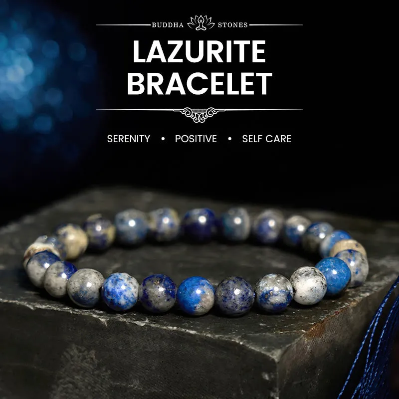 Bracelet de soins personnels positif en pierre de Bouddha et lazurite
