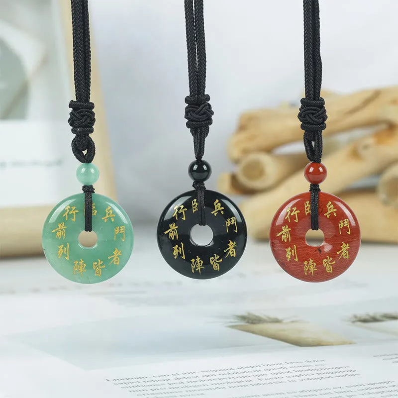 Collier pendentif en obsidienne noire Buddha Stones et mantra Tara vert naturel et divers cristaux