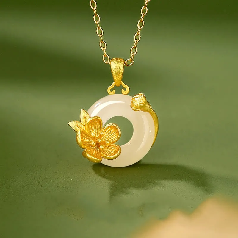 Collier avec pendentif en argent sterling 925 et Buddha Stones en calcédoine et boucle de paix