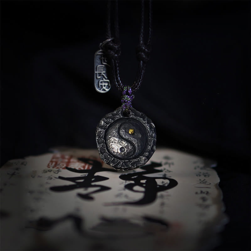 Buddha Stones 999 argent Sterling Tai Chi Yin Yang Design harmonie collier pendentif