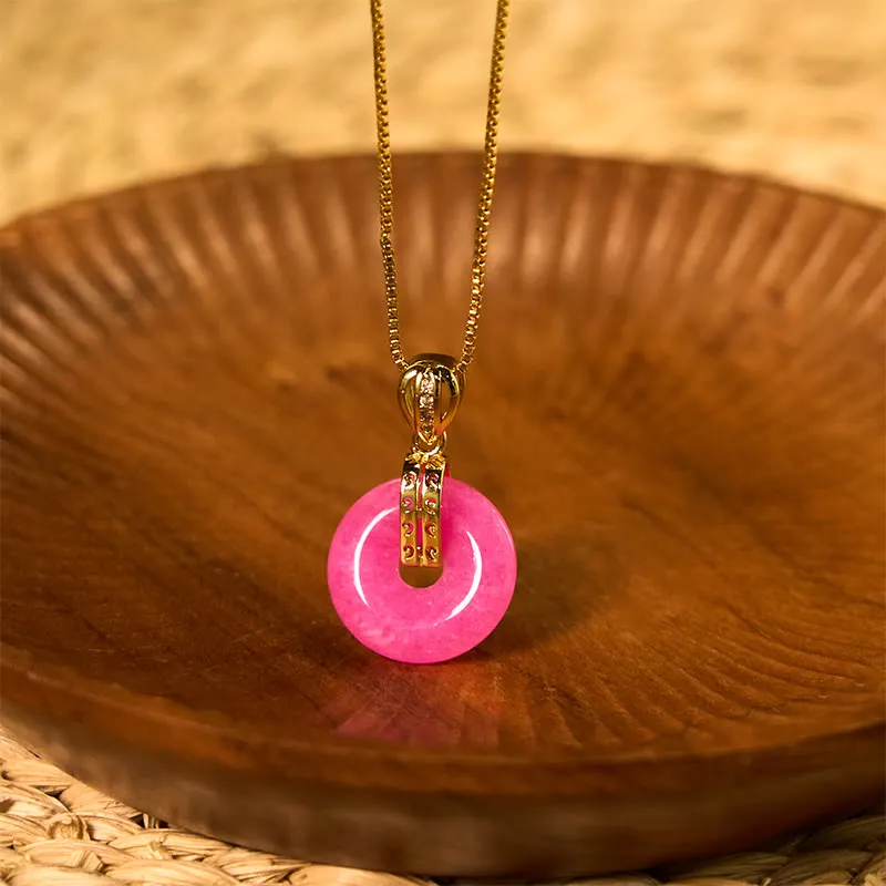 Buddha Stones pendentif en jade violet avec boucle de paix et bonheur