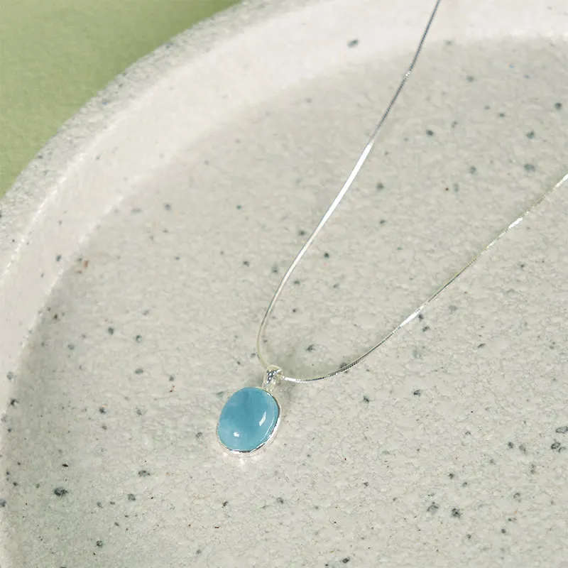 Collier avec pendentif en argent sterling 925 et aigue-marine de guérison, Buddha Stones