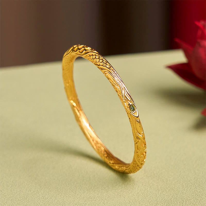 Bracelet jonc en cuivre plaqué or avec Buddha Stones et cercle creux