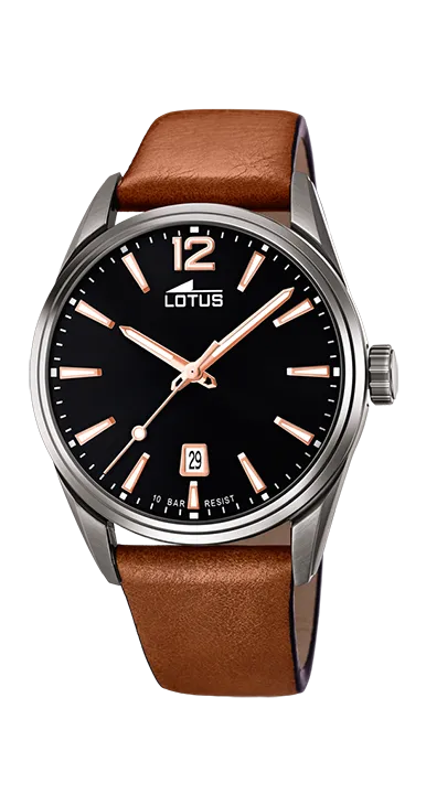 Chrono - Modèle 18685/2 - Noir & Cuir - Montre Lotus