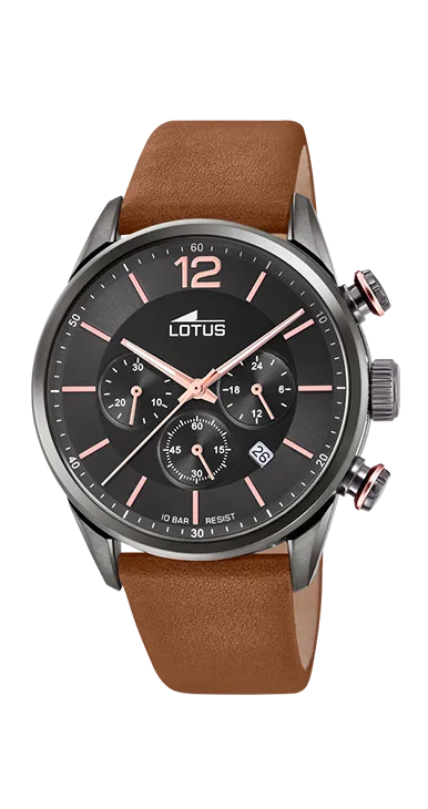 Chrono - Modèle 18687/2 - Noir & Cuir - Montre Lotus