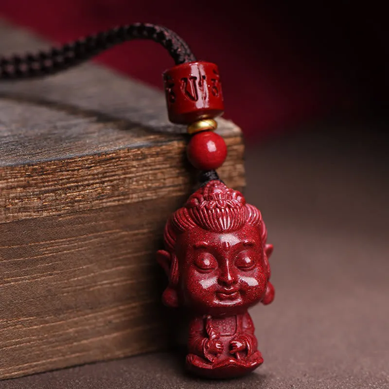 Buddha Stones Zodiaque chinois Bouddha natal Amulette en cinabre naturel Collier pendentif éloignant les mauvais esprits