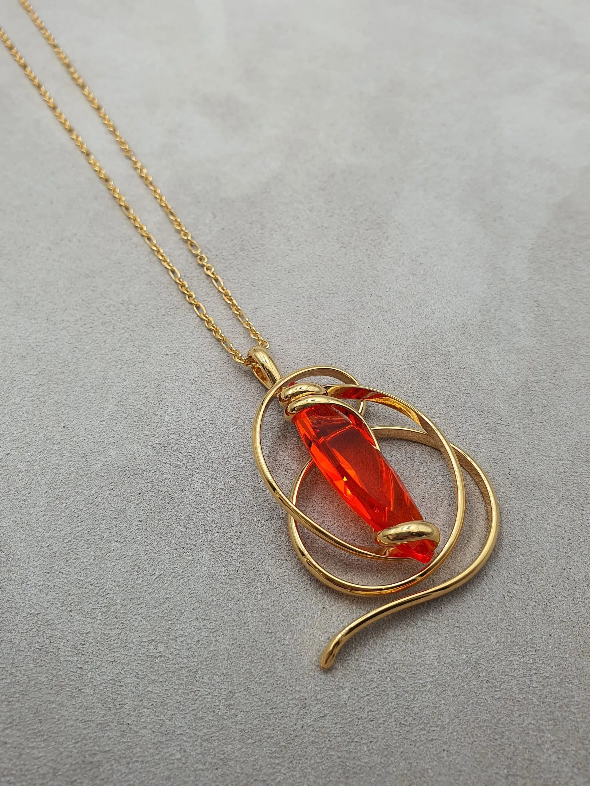 Navette - Orange - Doré - Collier - Andrea Marazzini
