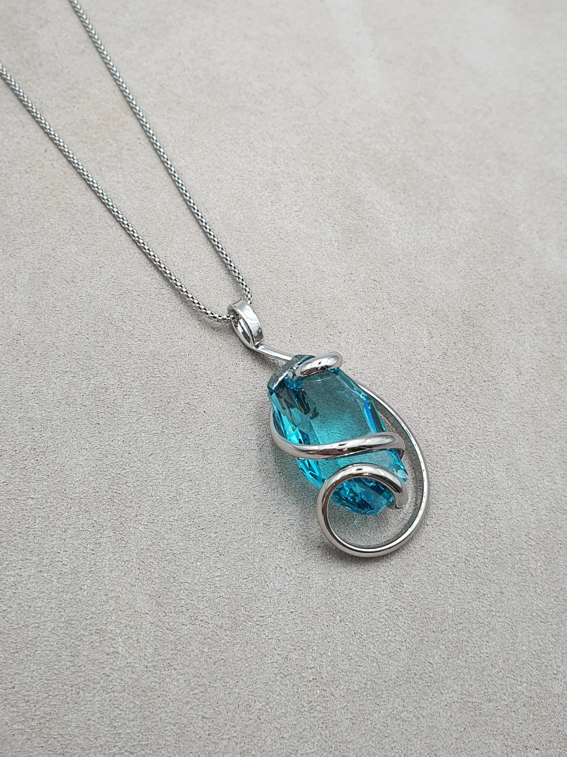 Meteor - Turquoise - Argenté - Collier - Andrea Marazzini