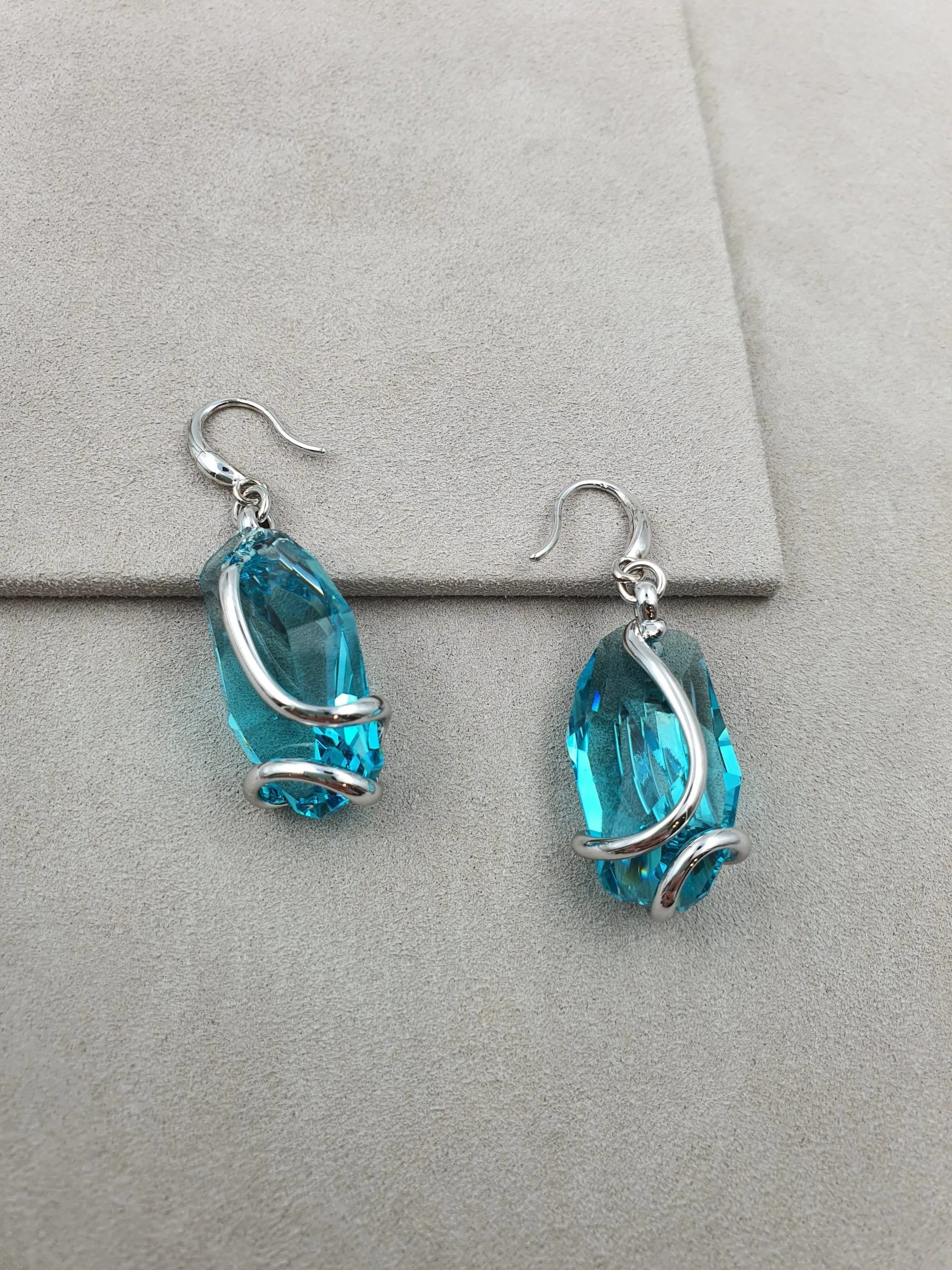 Meteor - Turquoise - Argenté - Boucles d'oreilles - Andrea Marazzini