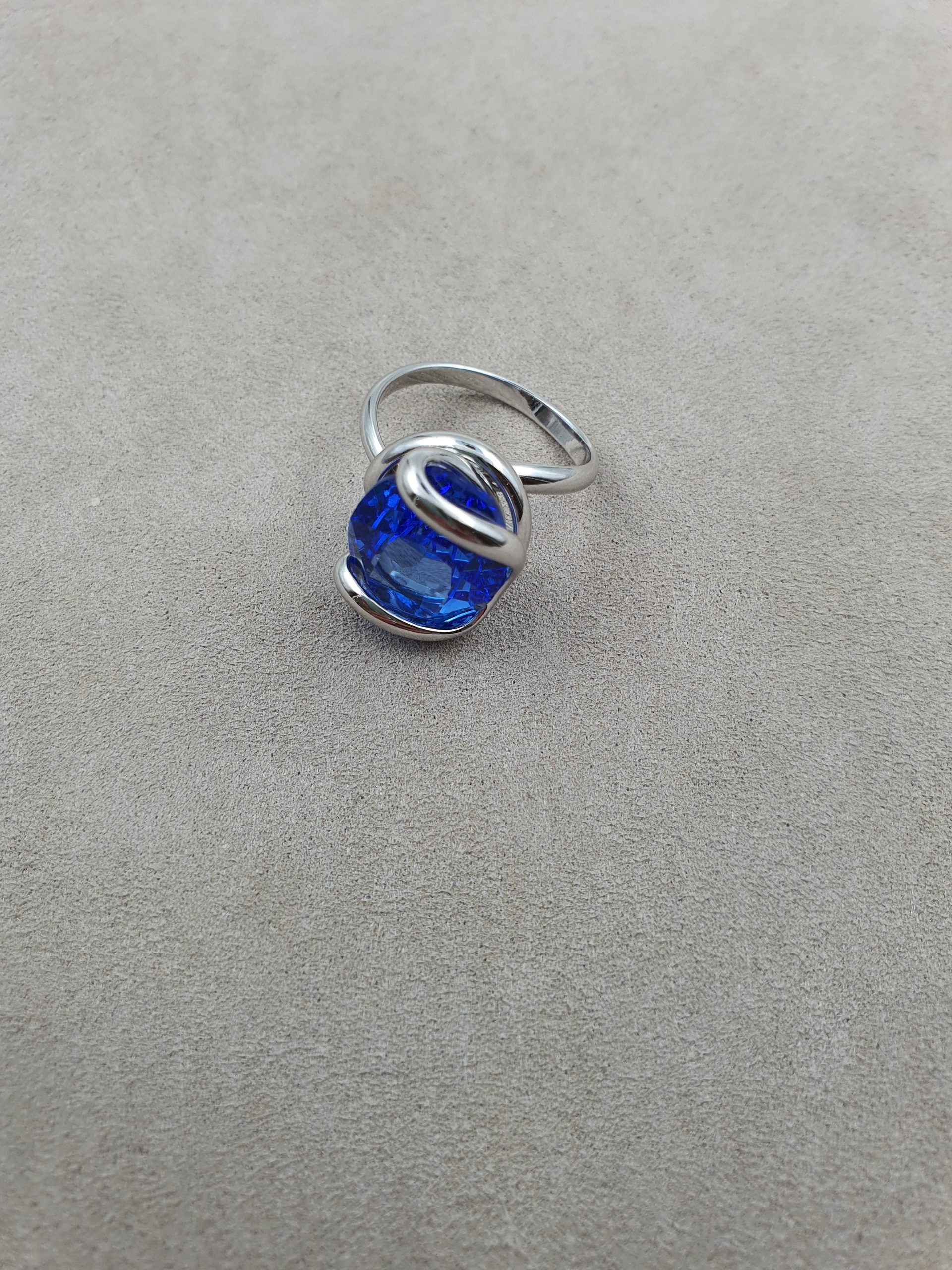 Ovale - Bleu Saphir - Argenté - Bague - Andrea Marazzini