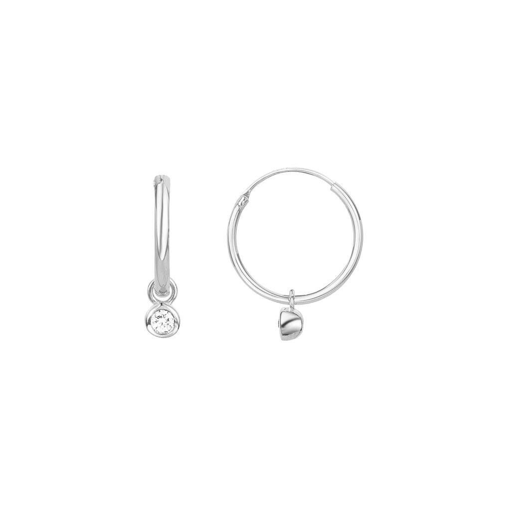 Boucles d'oreilles créoles La Garçonne Pure Optimiste en argent et diamants