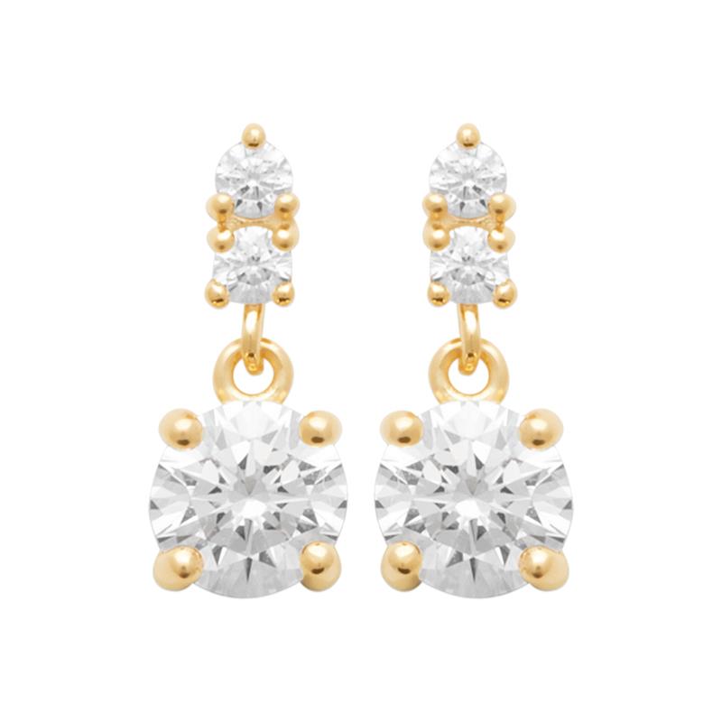 Solitaire - Plaqué Or - Boucles d'oreilles