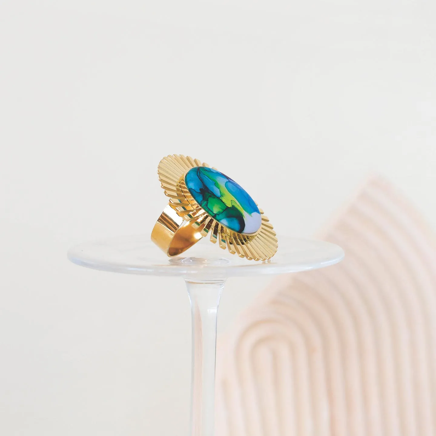 Bague Soleil - Acier Doré - 25mm - Yaya Factory